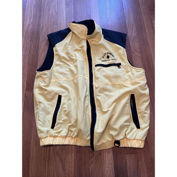 Black Diamond Mountain Tech Mens Fleece Full Zip Vest Yellow Size XL USA Vintage - Picture 1 of 15